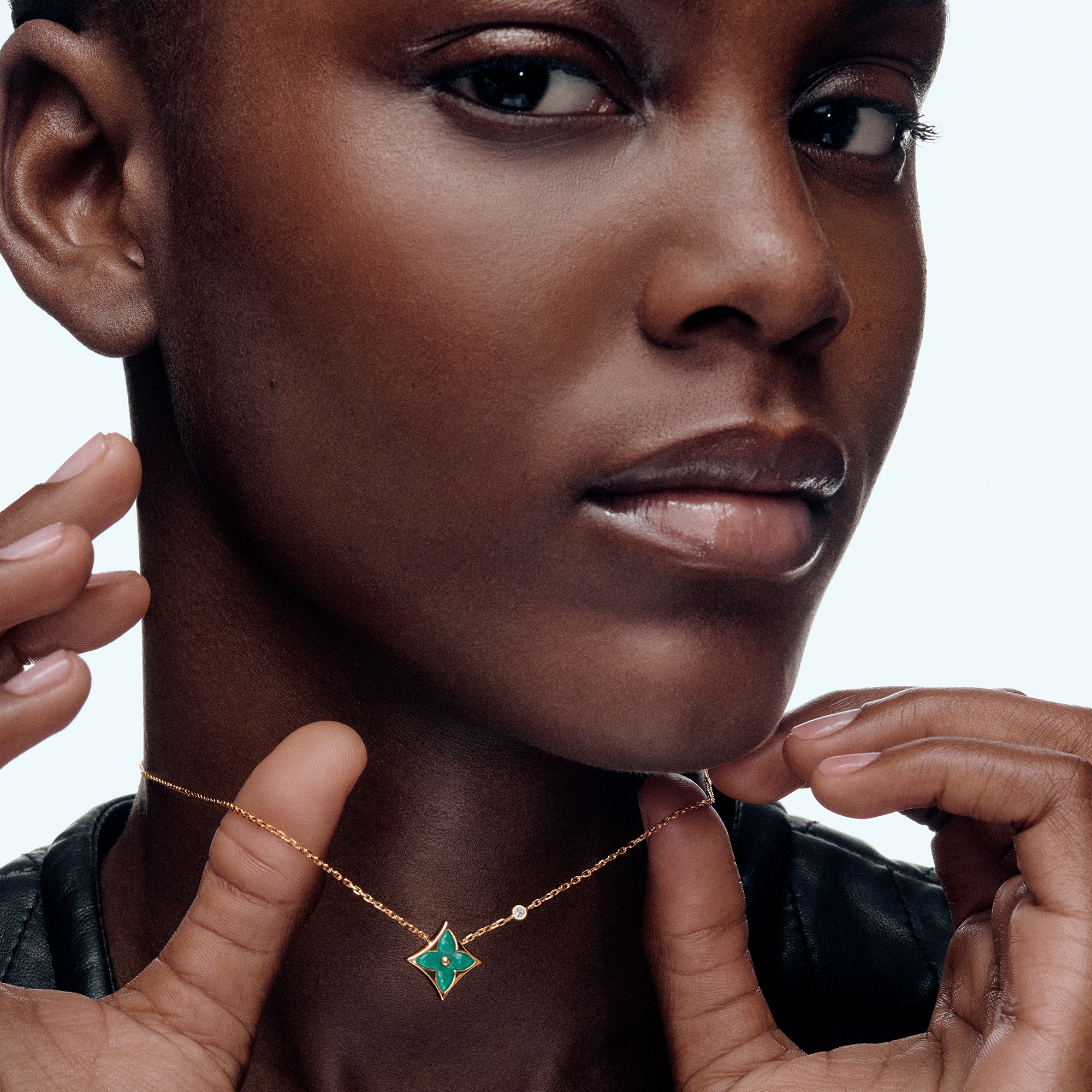 Color Blossom BB Star Pendant, Yellow Gold, Amazonite and Diamond